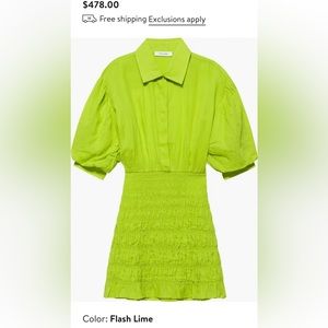 Frame Shirred Puff Sleeve Ramie Shirtdress Size XS